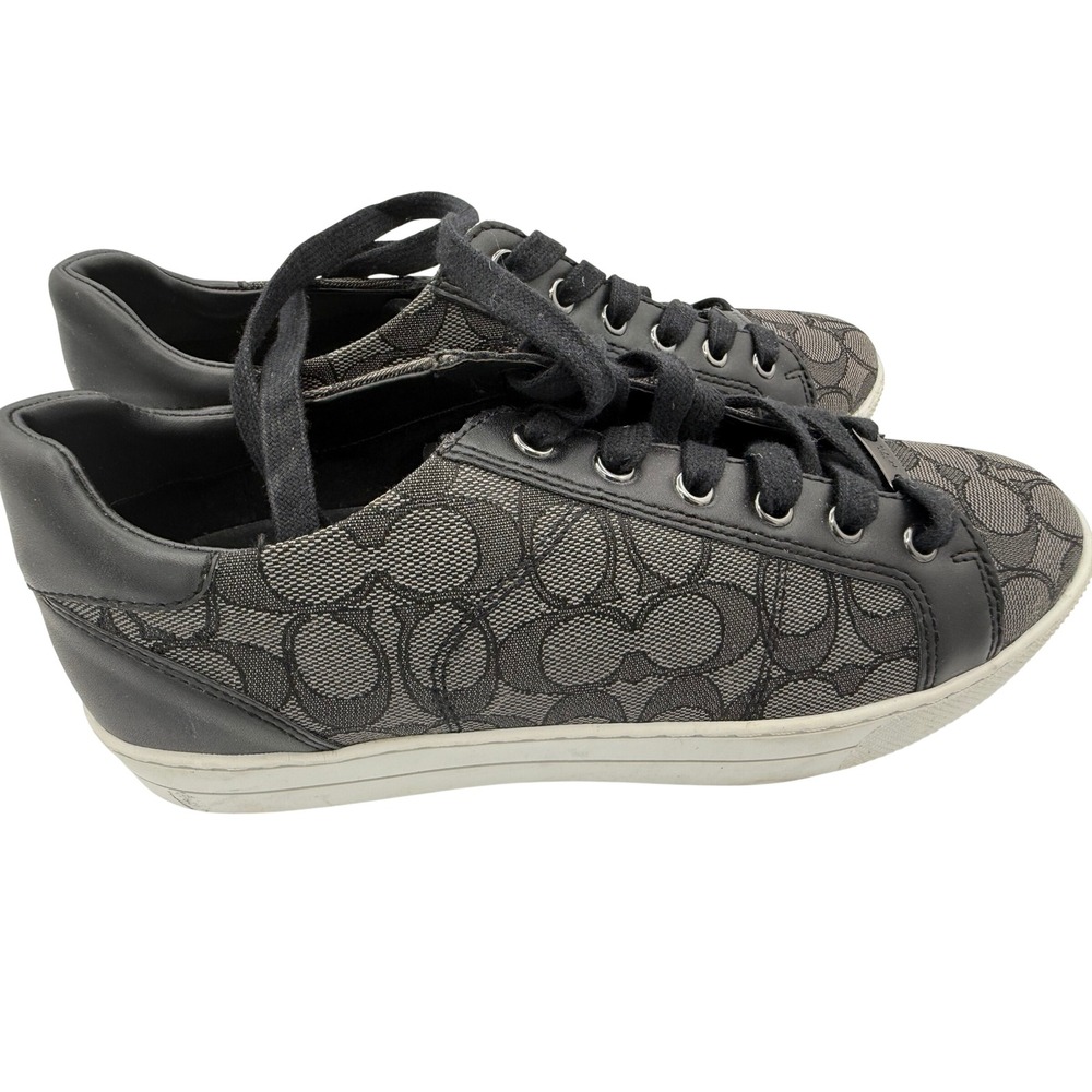 Coach Paddy Signature Monogram Canvas Low Top Sneakers Black Smoke Size 10B
